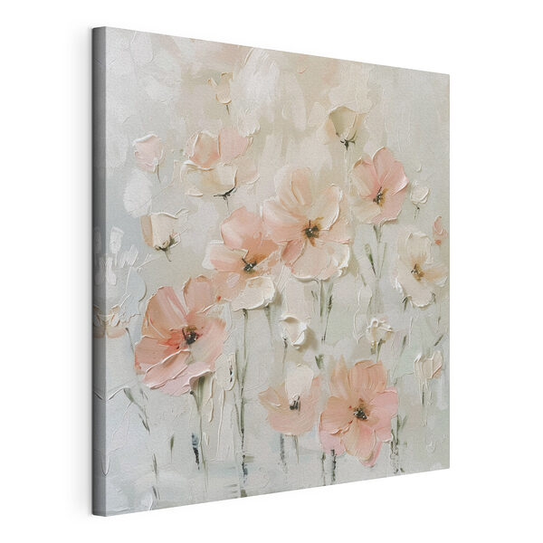 Canvas Schilderijen Schilderij van roze bloemen