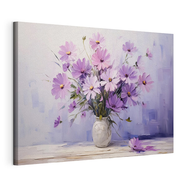 Schilderij van bloemen in een vaas Canvas Schilderijen Schilderij van bloemen in een vaas