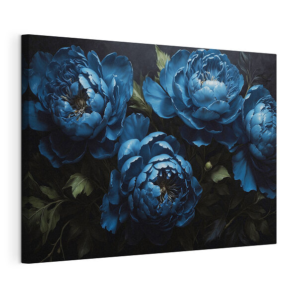 Groep blauwe bloemen Canvas Schilderijen Groep blauwe bloemen