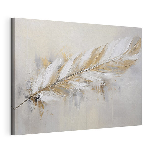 Delicate veer op een zachte achtergrond Canvas Schilderijen Delicate veer op een zachte achtergrond