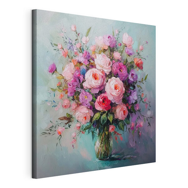 Schilderij van bloemen in een vaas Canvas Schilderijen Schilderij van bloemen in een vaas