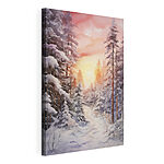Canvas Schilderijen Aquarel van een besneeuwd bos