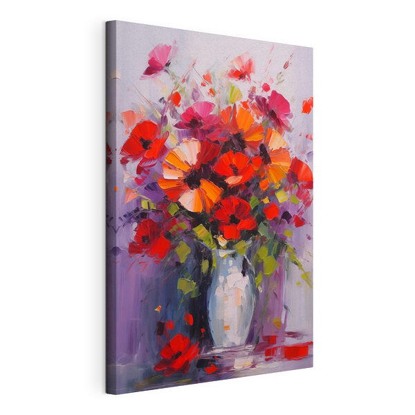 Canvas Schilderijen Schilderij van bloemen in een vaas