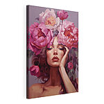Canvas Schilderijen Vrouw met bloemen op haar hoofd