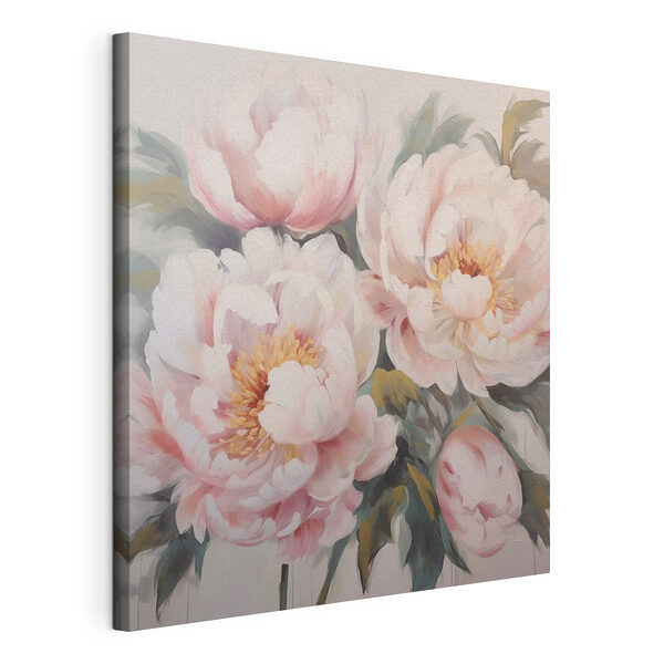 Schilderij van bloemen op een wit oppervlak Canvas Schilderijen Schilderij van bloemen op een wit oppervlak