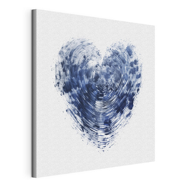 Blauw hart met witte achtergrond Canvas Schilderijen Blauw hart met witte achtergrond