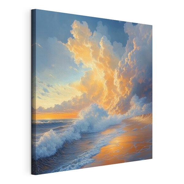 Golven die neerstorten op het strand Canvas Schilderijen Golven die neerstorten op het strand