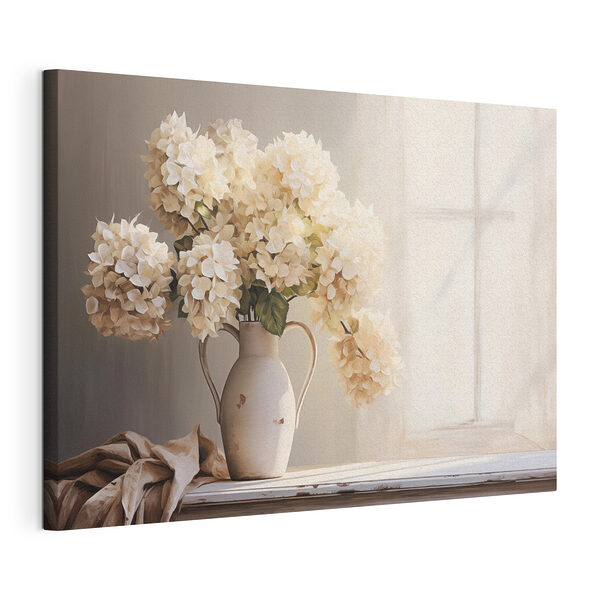 Canvas Schilderijen Schilderij van bloemen in een vaas