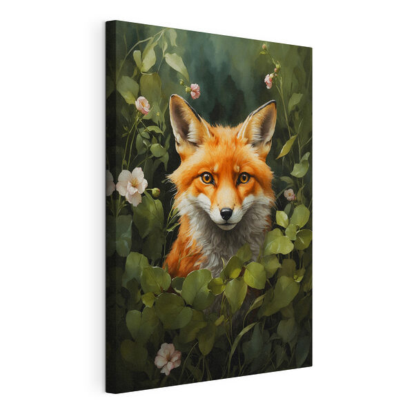 Canvas Schilderijen Vos in een struik