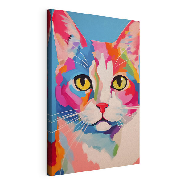 Canvas Schilderijen Kleurrijk kat schilderij