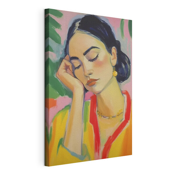 Canvas Schilderijen Schilderij van een slapende vrouw
