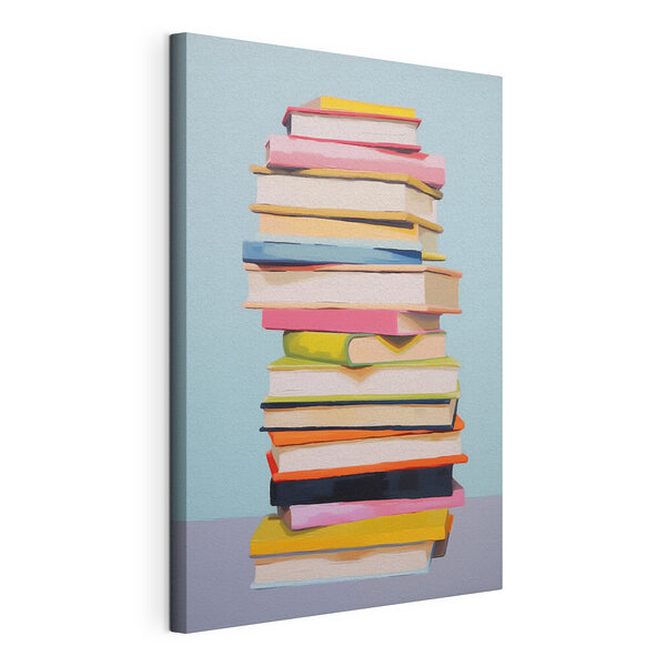 Canvas Schilderijen Stapel boeken op een tafel