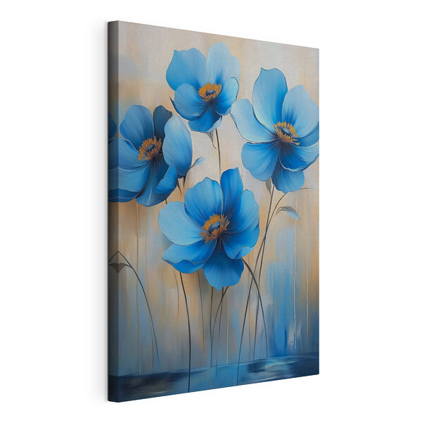 Canvas Schilderijen Schilderij van blauwe bloemen
