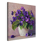 Canvas Schilderijen Pot met paarse bloemen