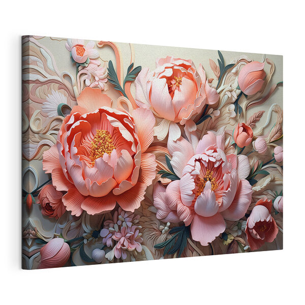 Canvas Schilderijen Prachtige bloemen in zachte pasteltinten