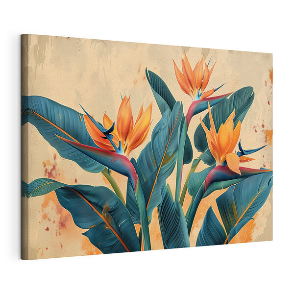 Canvas Schilderijen Levendige tropische bloemen in harmonie