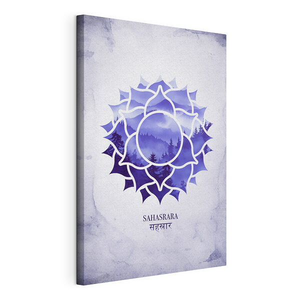 Canvas Schilderijen Blauw en wit bloemmotief