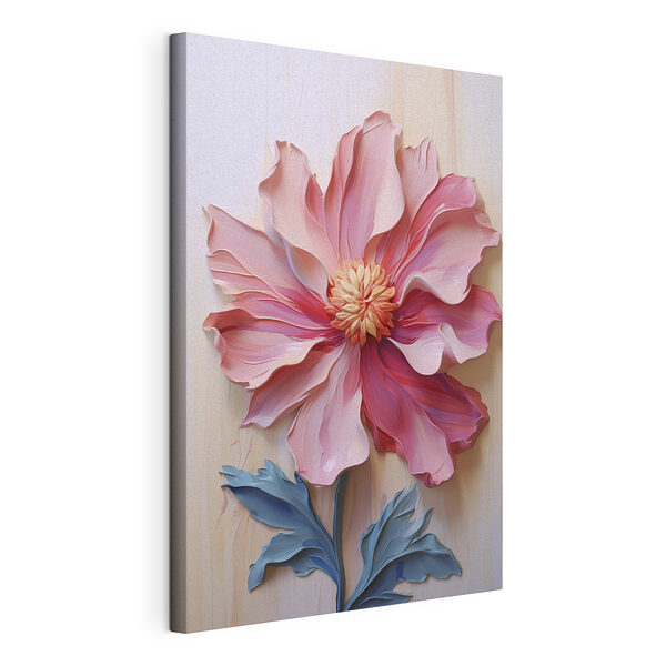 Canvas Schilderijen Roze bloem met geel hart