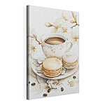 Canvas Schilderijen Kopje koffie en koekjes op een bord