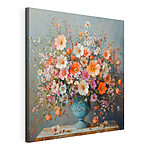 Canvas Schilderijen Vaas met bloemen op een stenen oppervlak