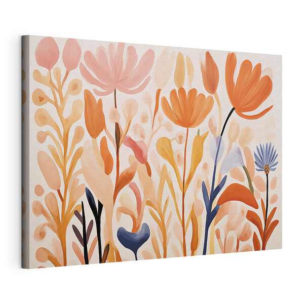 Schilderij van bloemen en bladeren Canvas Schilderijen Schilderij van bloemen en bladeren