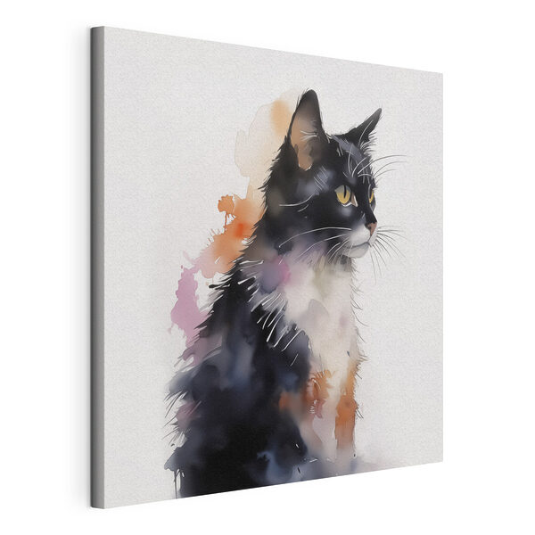 Canvas Schilderijen Kat met een wit en zwart gezicht