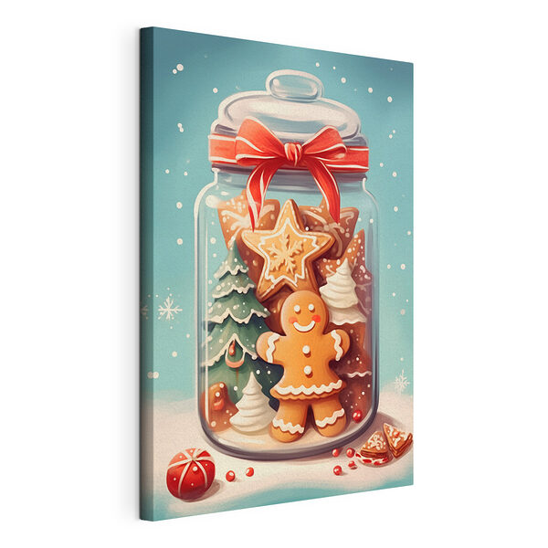 Pot koekjes met een rode strik Canvas Schilderijen Pot koekjes met een rode strik