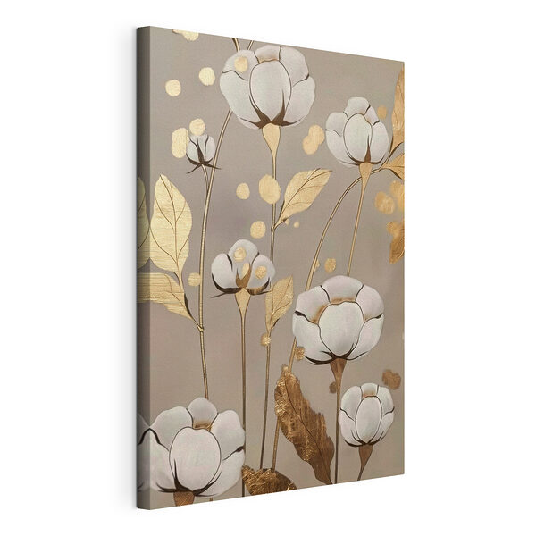 Schilderij van bloemen en bladeren Canvas Schilderijen Schilderij van bloemen en bladeren