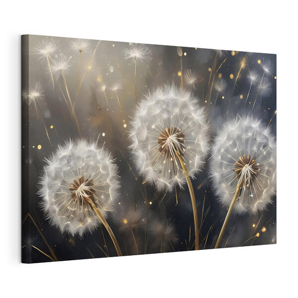 Delicate paardenbloemen in zacht licht Canvas Schilderijen Delicate paardenbloemen in zacht licht