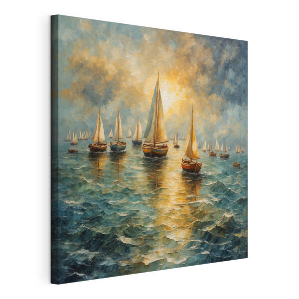 Canvas Schilderijen Schilderen van boten op het water