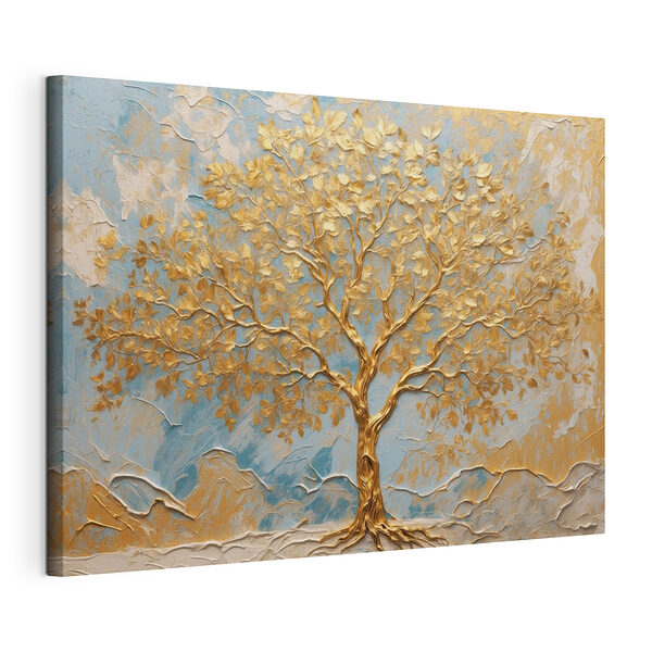 Canvas Schilderijen Artistieke boom tegen een serene achtergrond