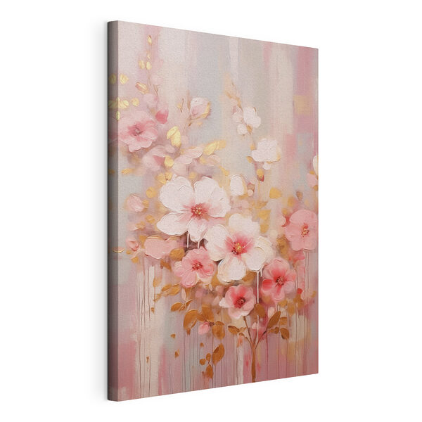 Schilderij van roze bloemen Canvas Schilderijen Schilderij van roze bloemen