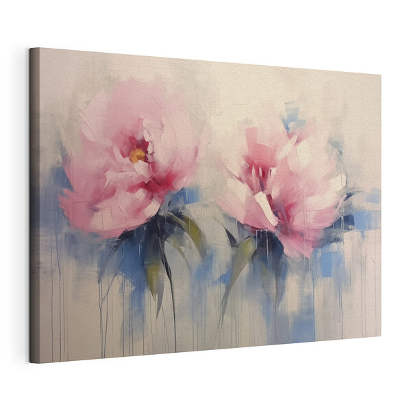 Canvas Schilderijen Schilderij van roze bloemen