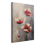 Canvas Schilderijen Schilderij van bloemen op een grijze achtergrond