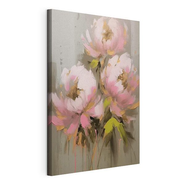 Schilderij van roze bloemen Canvas Schilderijen Schilderij van roze bloemen