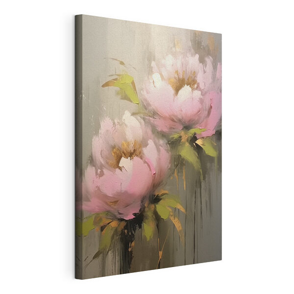 Canvas Schilderijen Schilderij van roze bloemen
