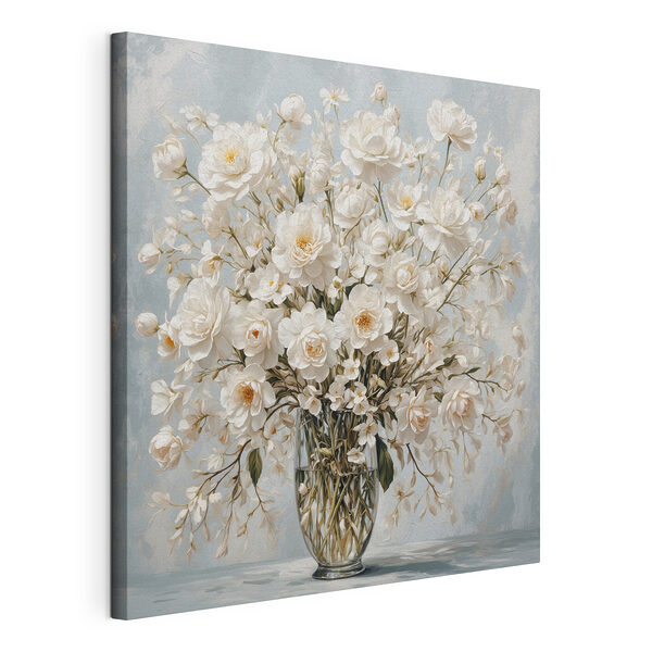 Vaas met witte bloemen Canvas Schilderijen Vaas met witte bloemen