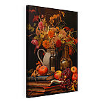 Canvas Schilderijen Stilleven met fruit en bloemen