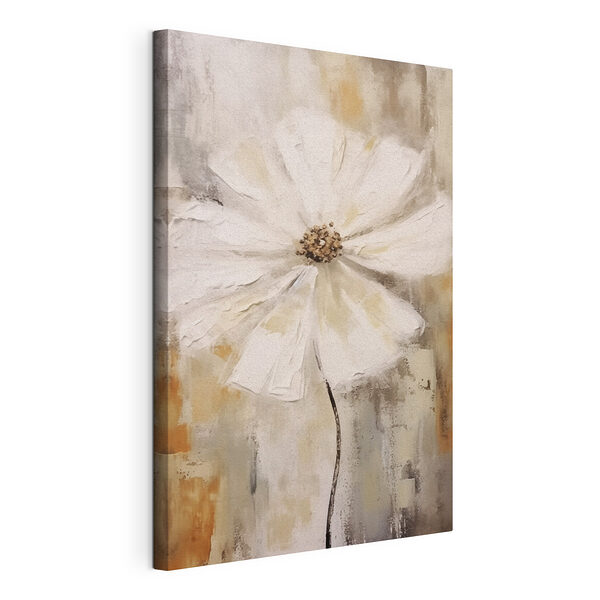Canvas Schilderijen Witte bloem met bruin hart
