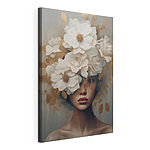 Canvas Schilderijen Schilderij van een vrouw met bloemen op haar hoofd