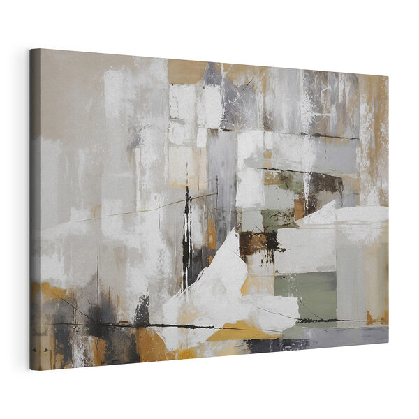 Schilderij van een witte en bruine muur Canvas Schilderijen Schilderij van een witte en bruine muur