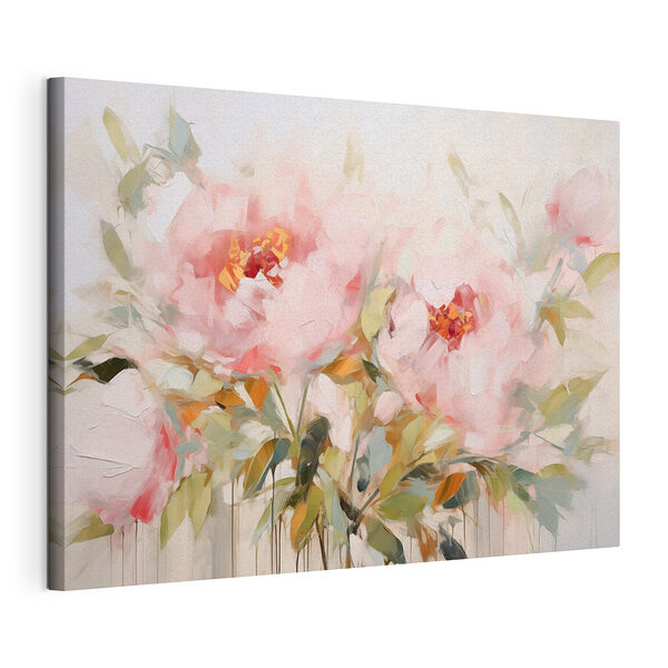 Schilderij van roze bloemen Canvas Schilderijen Schilderij van roze bloemen
