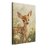 Canvas Schilderijen Baby hertjes in een veld vol bloemen