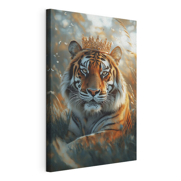 Tijger met een kroon Canvas Schilderijen Tijger met een kroon
