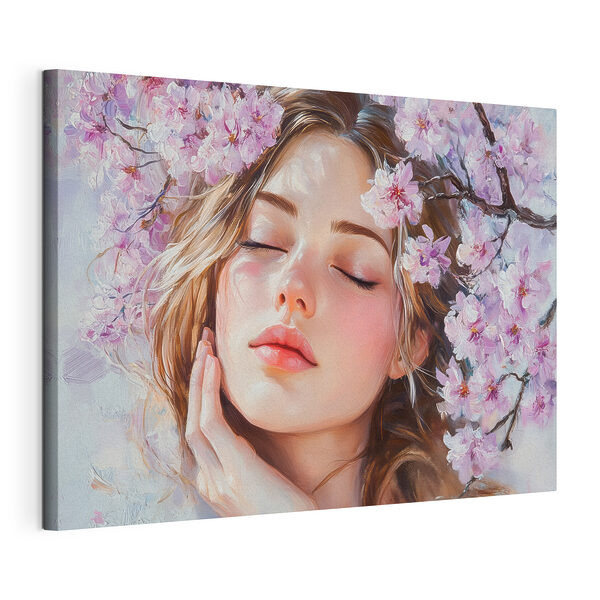Canvas Schilderijen Zachte schoonheid omarmd door bloesems