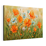 Canvas Schilderijen Schilderij van oranje en witte bloemen