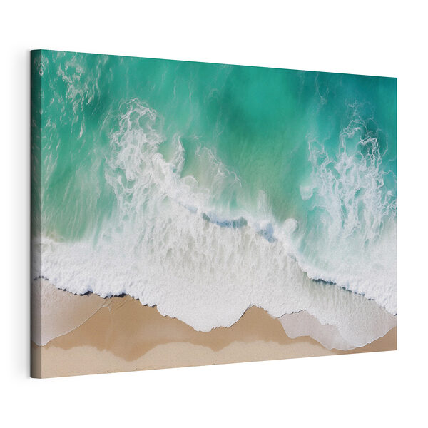 Golven die neerstorten op een strand Canvas Schilderijen Golven die neerstorten op een strand