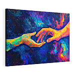 Canvas Schilderijen Schilderij van twee handen die elkaar aanraken