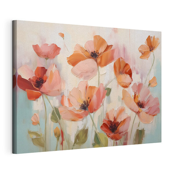 Schilderij van bloemen op een wit oppervlak Canvas Schilderijen Schilderij van bloemen op een wit oppervlak