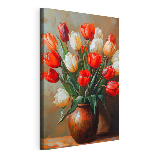 Schilderij van bloemen in een vaas Canvas Schilderijen Schilderij van bloemen in een vaas